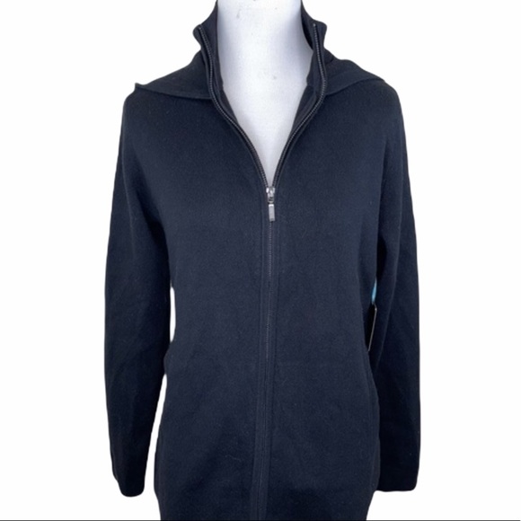 Cynthia Rowley Active Black Ribbed Hooded Jacket S - Picture 1 of 15